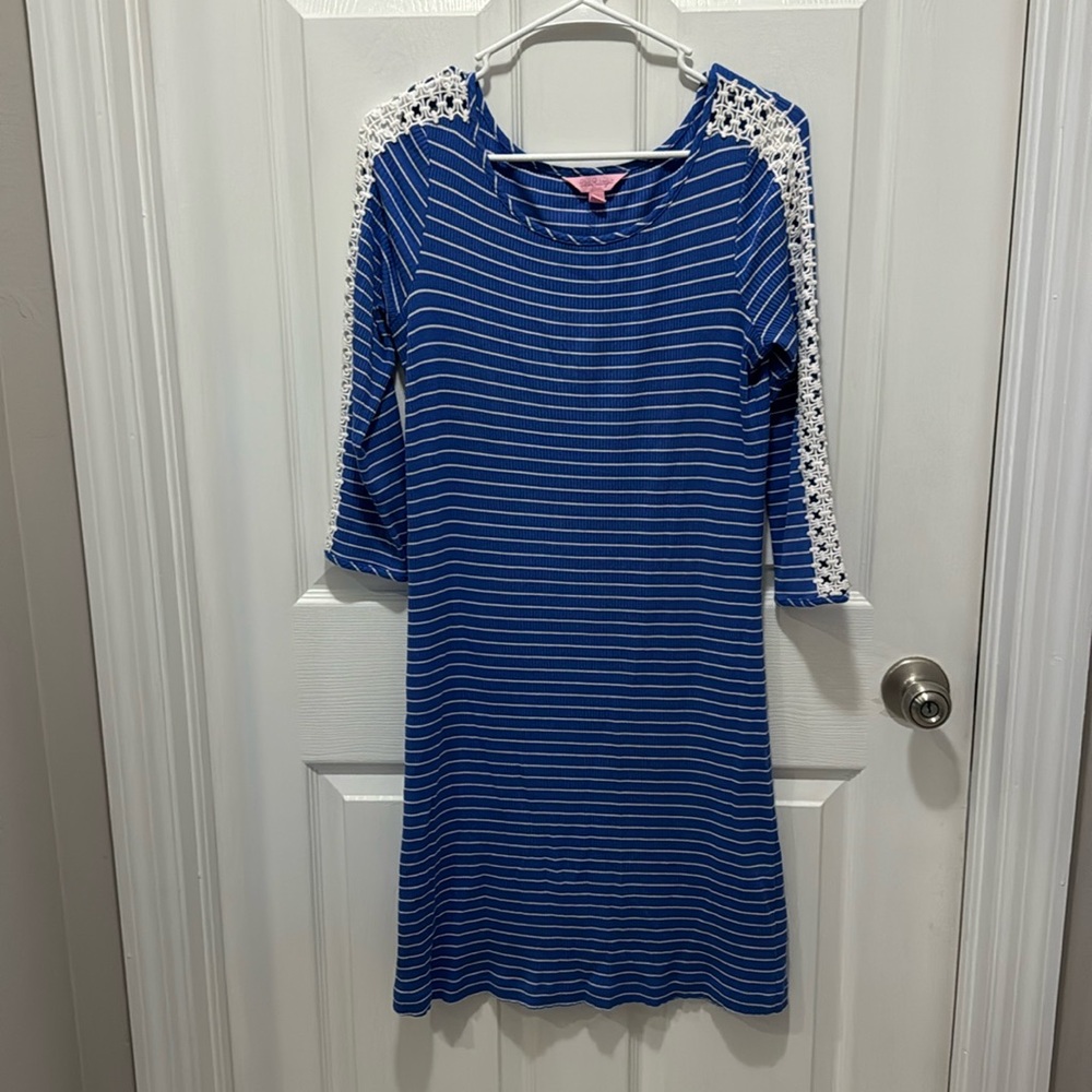 Lilly Pulitzer Marlowe Knit Striped Dress Blue White Pre Owned size small